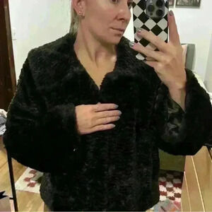 KRISTEN BLAKE faux fur brown jacket